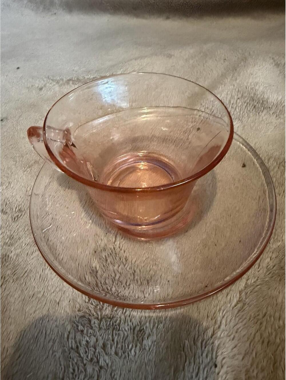 Vintage Fostoria Fairfax Pink Depression Glass Pair Cups/Saucers Set Of 6
